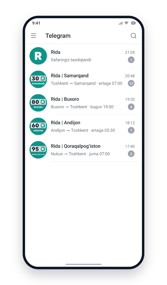 Rida ekrani: Yoʻlovchilar sizni topadi